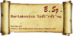 Bartakovics Szörény névjegykártya